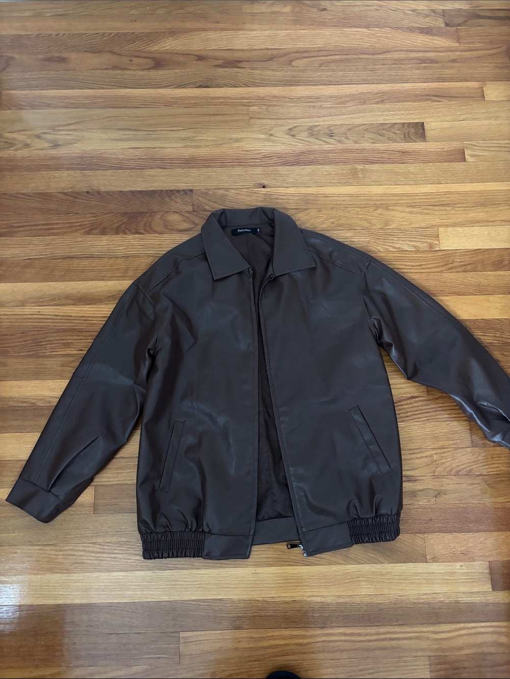 Brown Bomber Faux Leather Jacket - Sleek Casual Coat